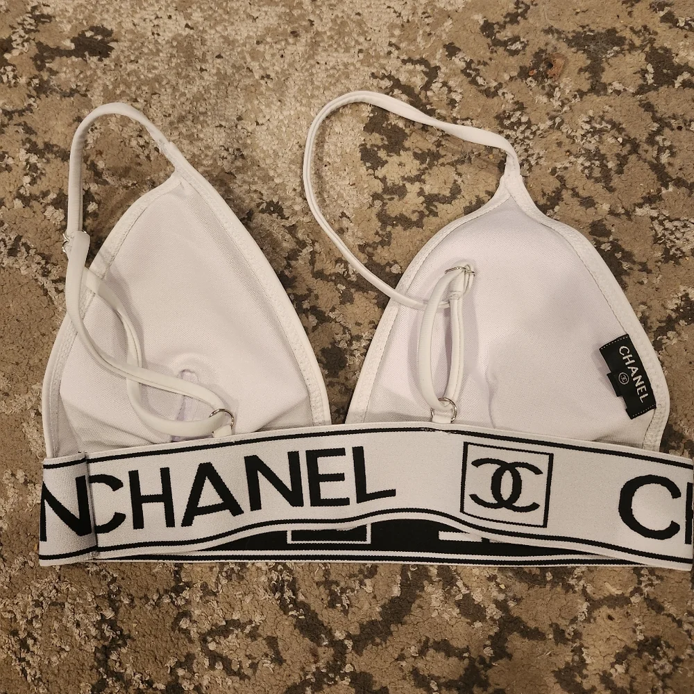 Chanel White Elastic Bikini Top Size Medium - Picture 5 of 9